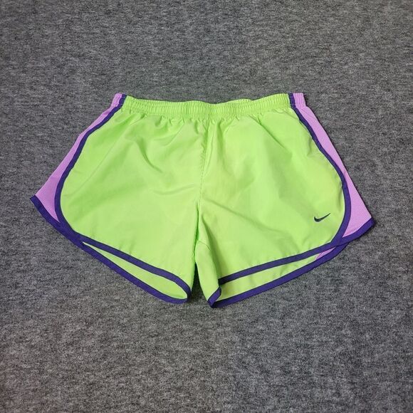 Nike Dri-fit Women’s AthleticTrack Running Shorts Size L Green Purple Color - Picture 1 of 10